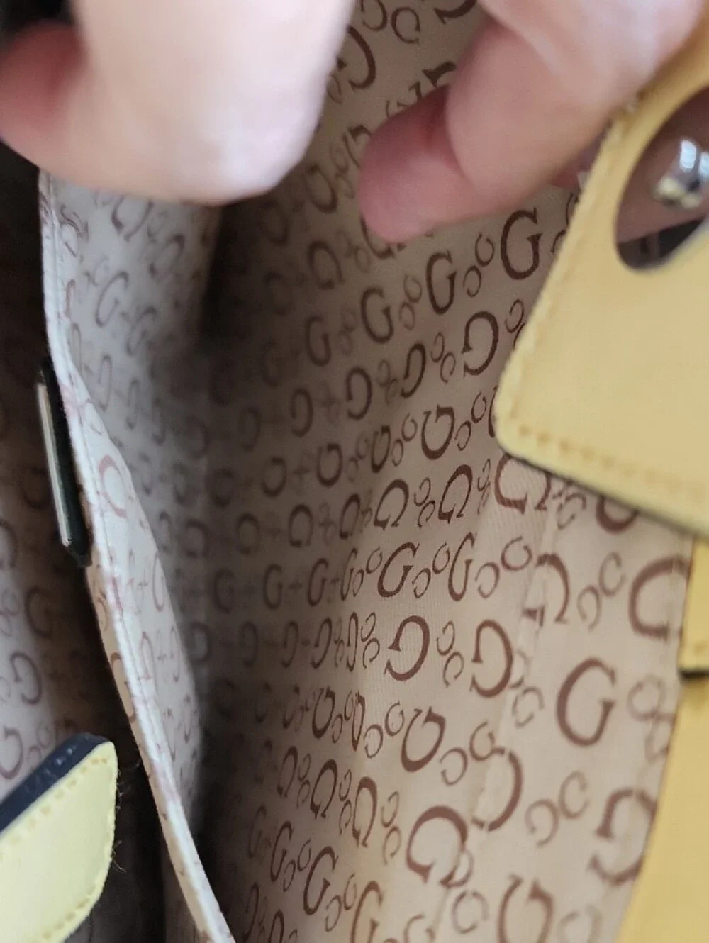 GUESS Yellow Structured Saffiano Satchel with Detachable Strap